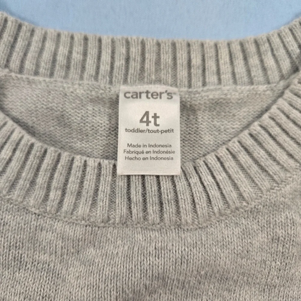 Carters Toddler Girls Gray Knit LOVE Graphic Sweater Size 4T Pullover